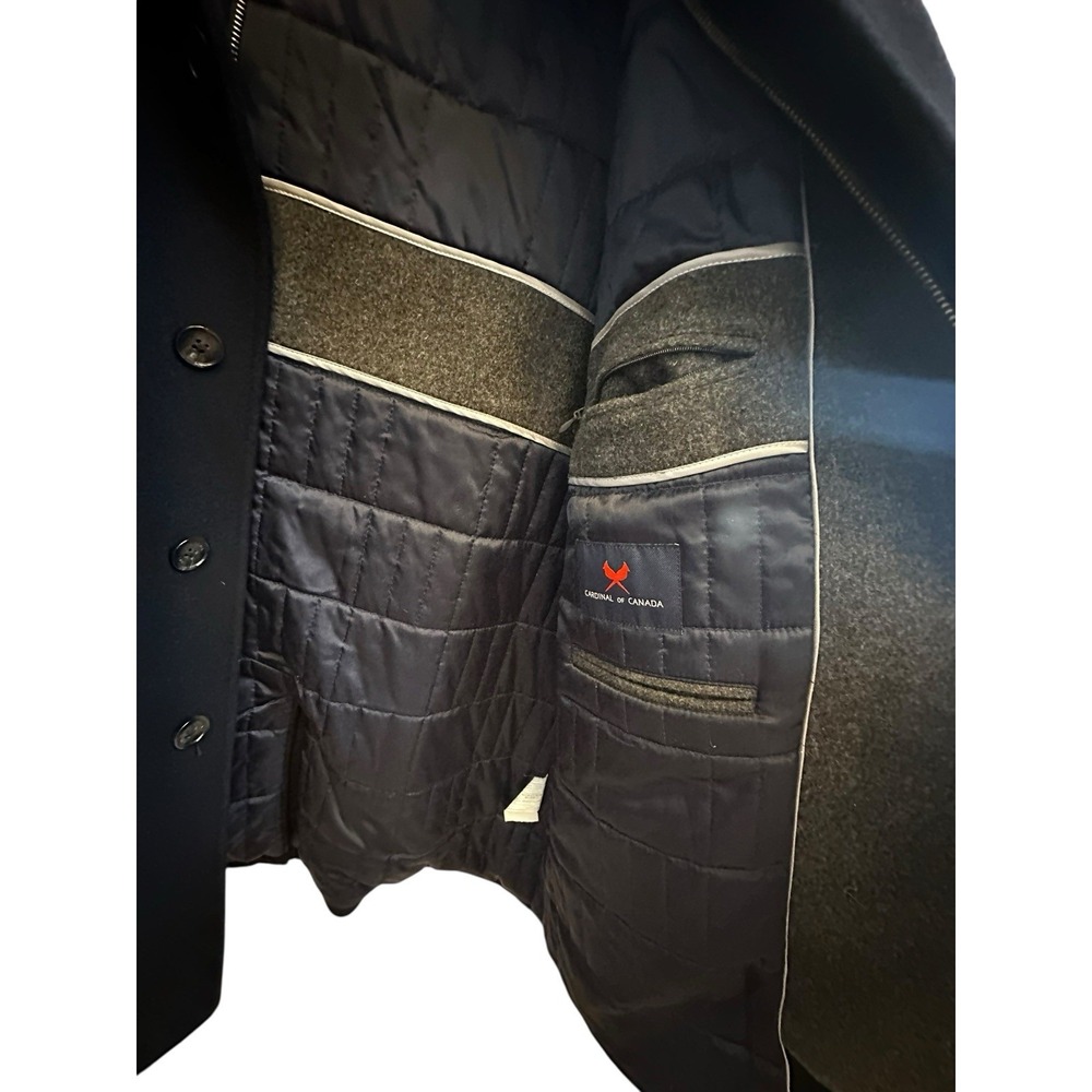 Cardinal Of Canada Car Coat 100% Wool Double Mock Mens Jacket XXL Navy Blue - Picture 6 of 12